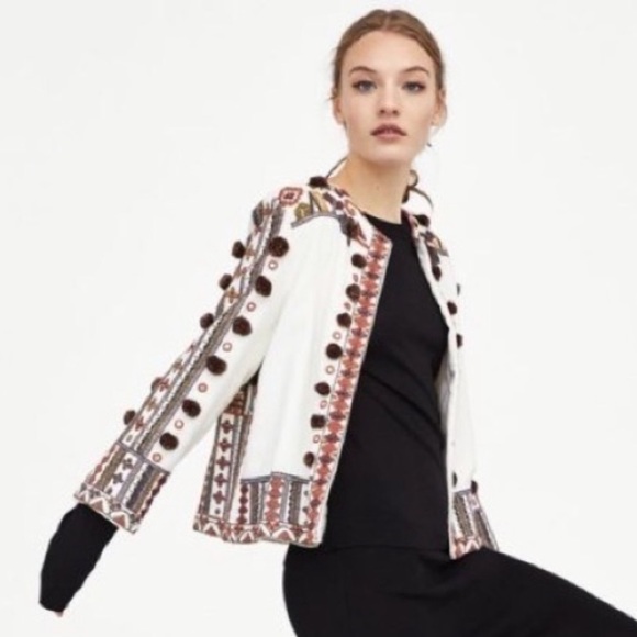 zara pom pom jacket